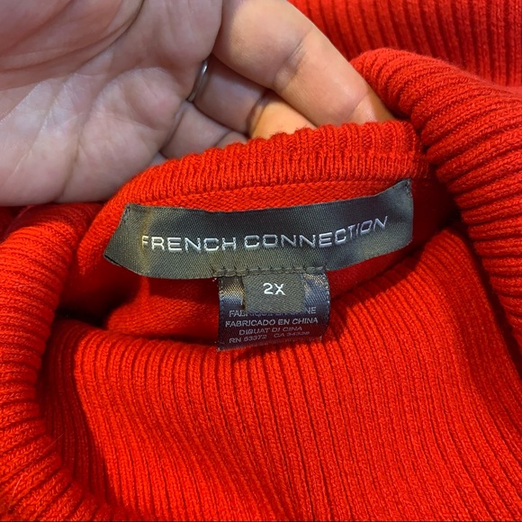 2X French Connection NWT super soft red cowl neck hi low sweater - Picture 5 of 14